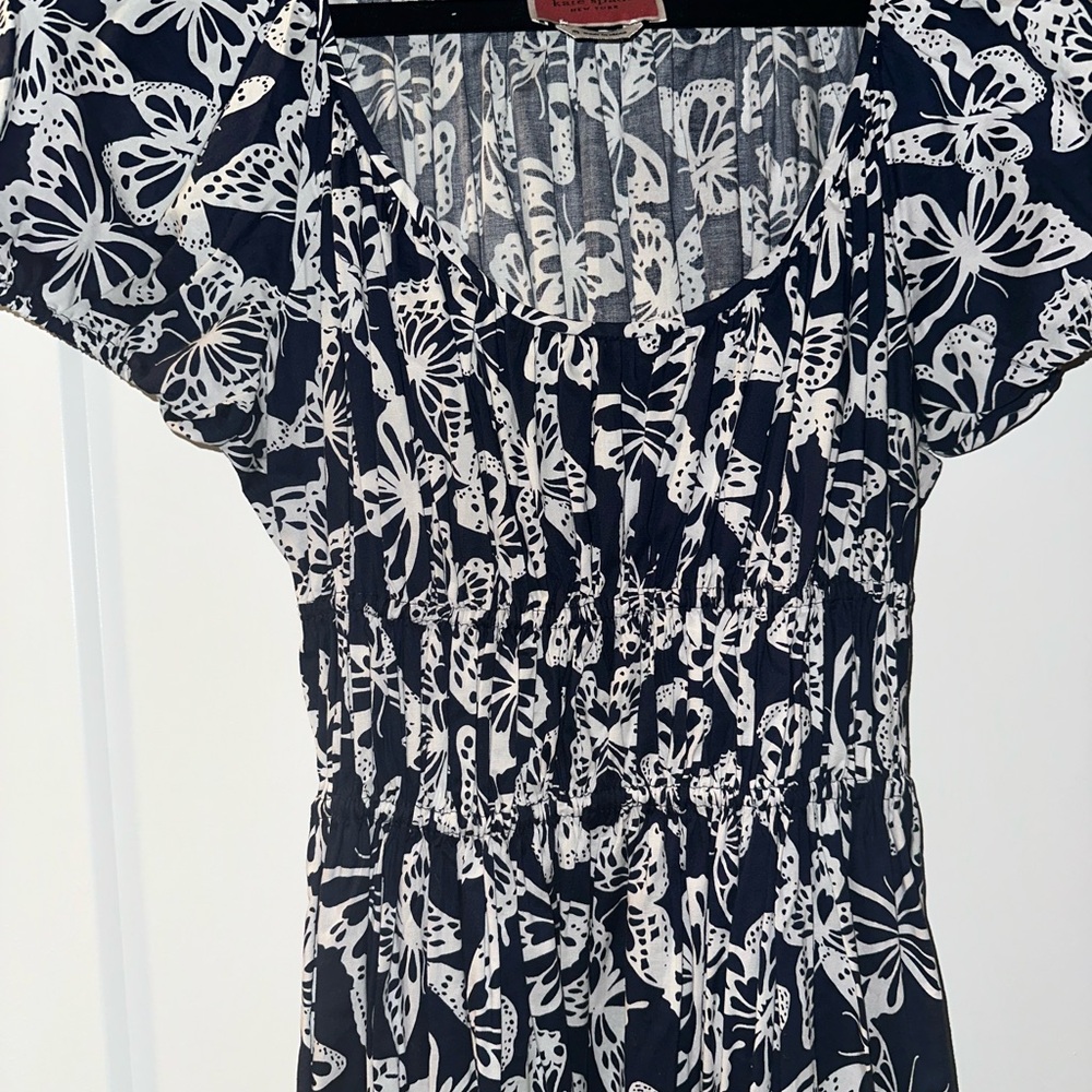 Kate Spade Navy and White Butterfly long dress